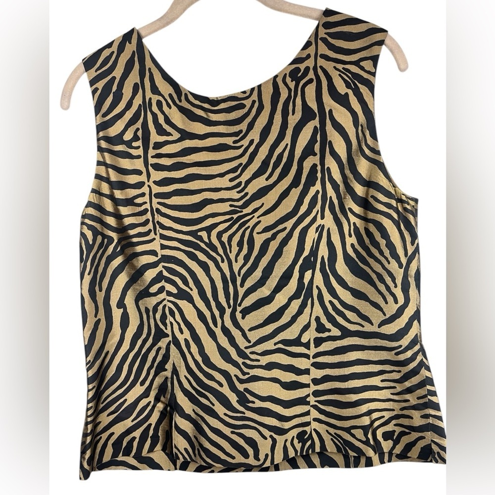 Ann May 100% Silk Zebra Print Top size Small - Picture 2 of 8